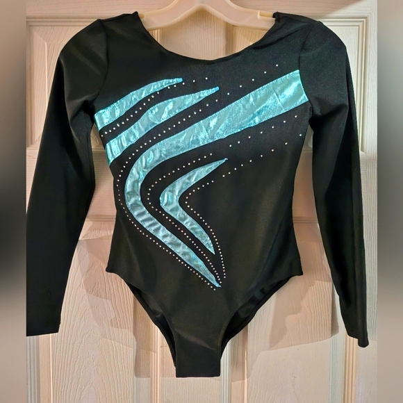 IEFIEL Girls Long Sleeve Dance Training Leotard Sparkle Glitters Gymnastics Work - Picture 2 of 8